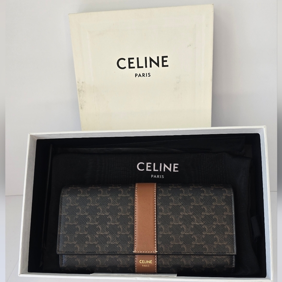 Celine Triomphe Long Flap Wallet – Brown/Tan – Made in Italy - Picture 1 of 16